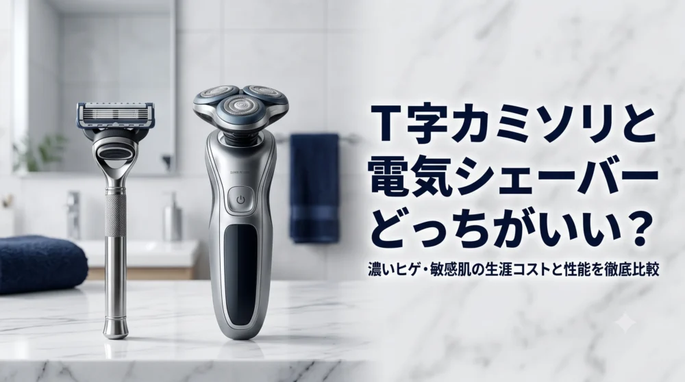 T字カミソリと電気シェーバーはどっちがいい？濃いヒゲ・敏感肌の生涯コストと性能を徹底比較