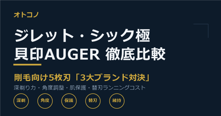 ジレット・シック極・貝印AUGER 5枚刃カミソリ徹底比較